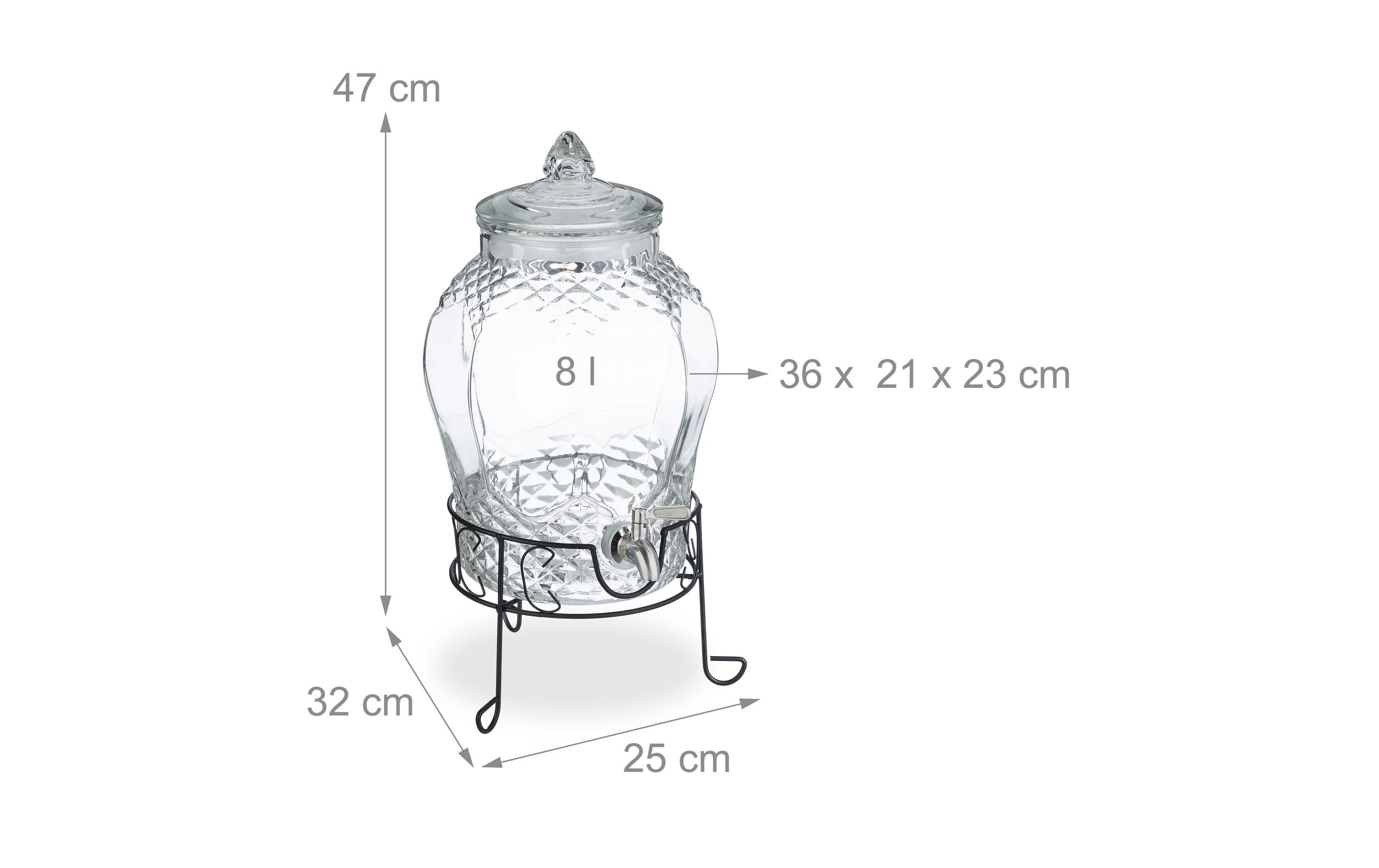 Getränkespender Vintage Glas, 8 LiterRetro Trinkspender