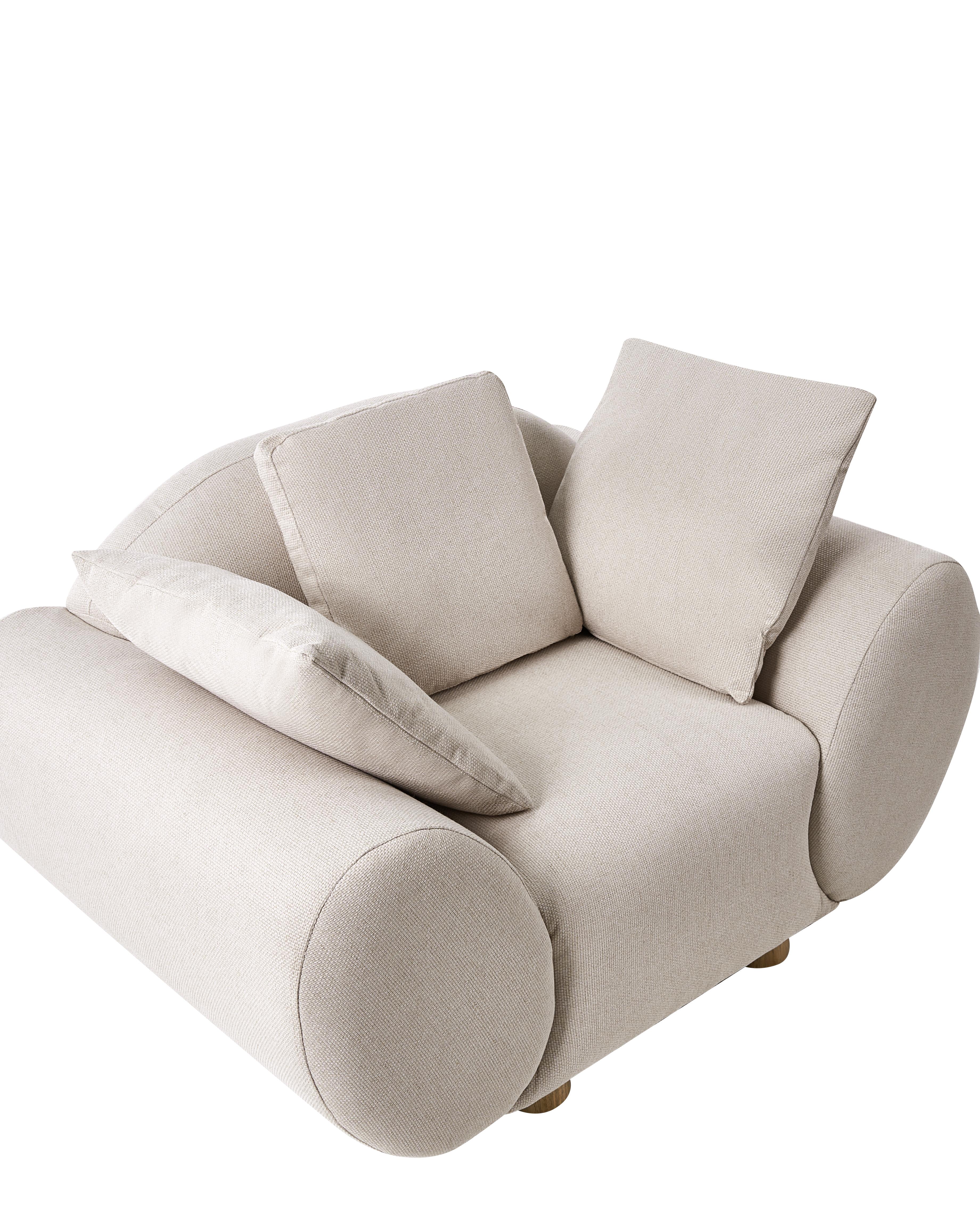 Fauteuil RINGEL met kussens Stof Lichtbeige