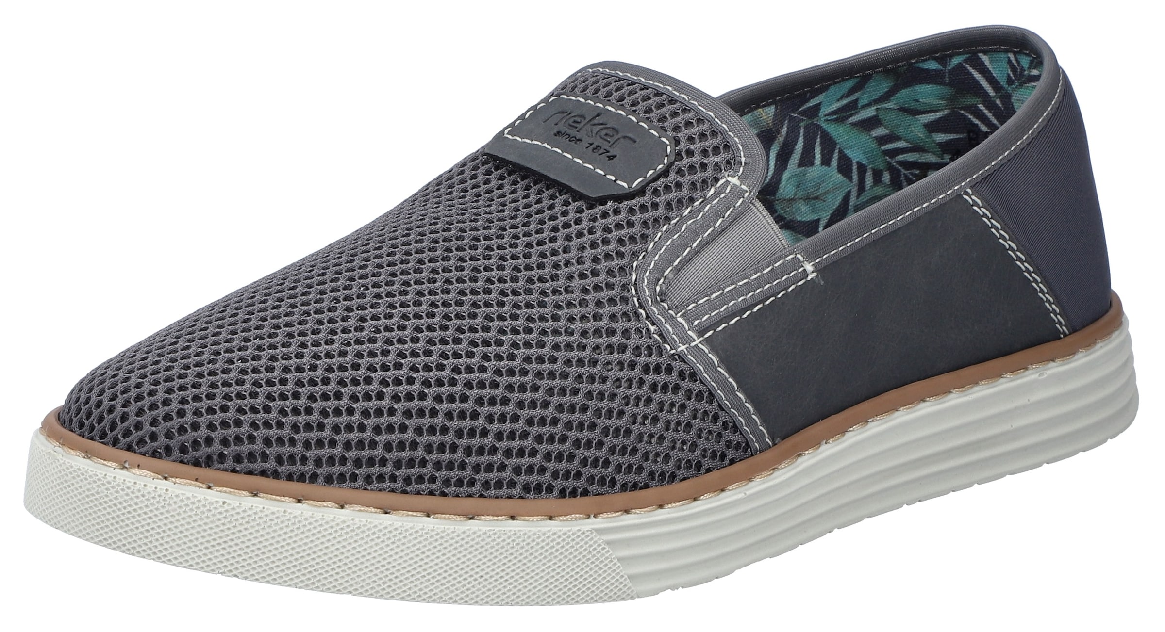Rieker Slipper  Espadrilles, Sommerschuh mit kontrastfarbenen Ziernähten