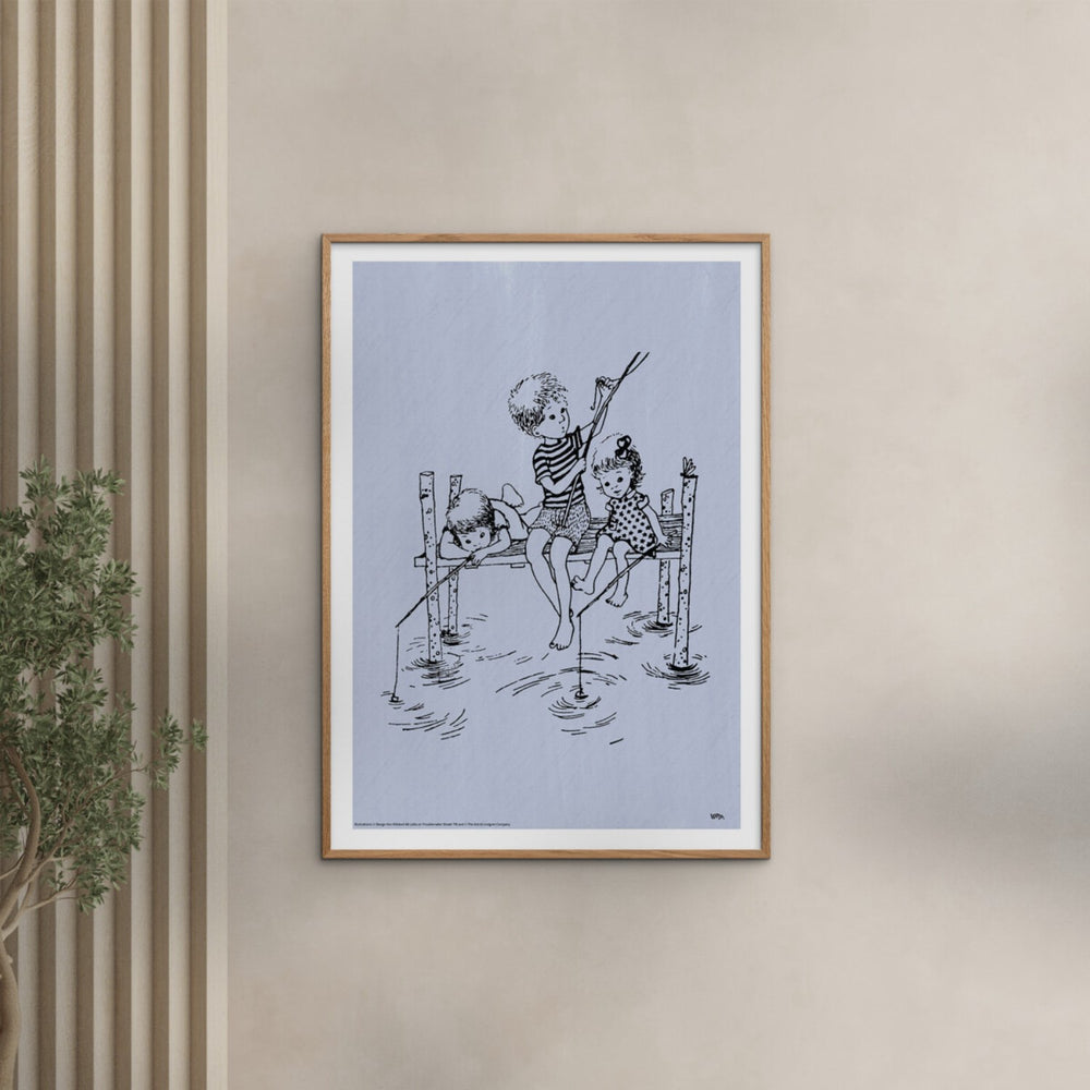 Køb Poster & Frame Astrid Lindgren - Fishing Rod - Lotta