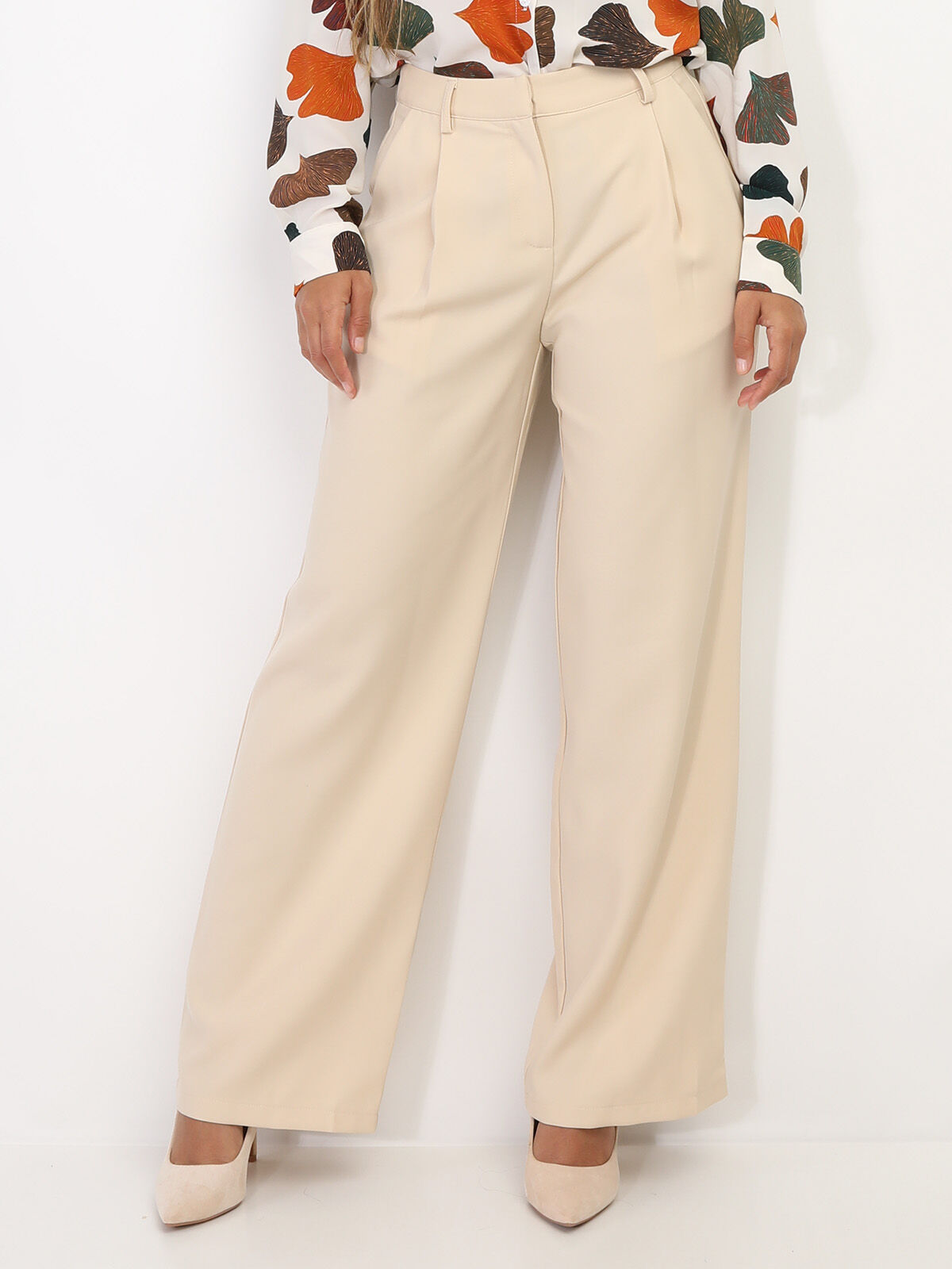 Pantalon de costume large- Beige