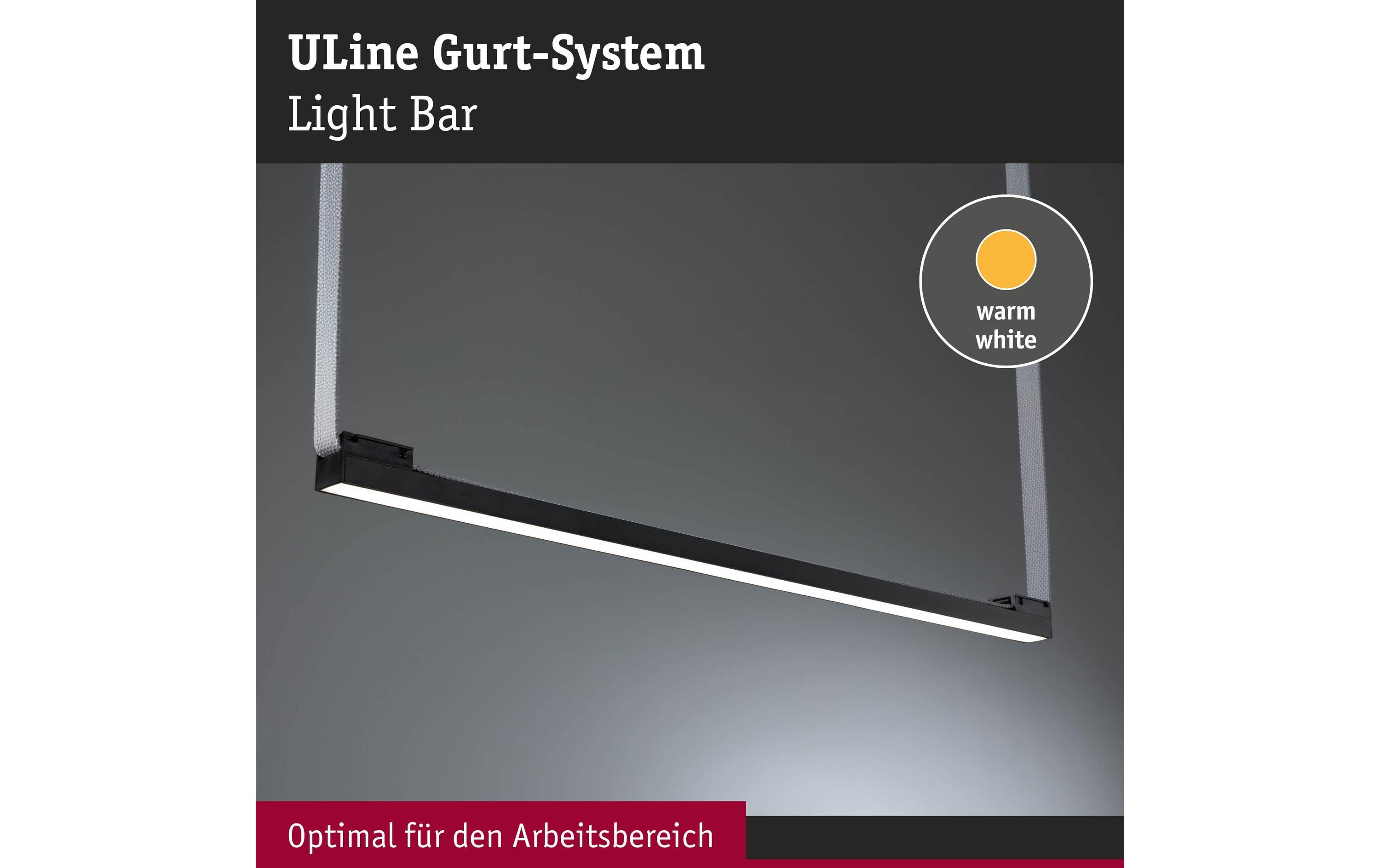 ULine Lightbar 650 mm, 3000 K, 90 Ra, Aluminium, SchwarzGurt-System-Leuchte