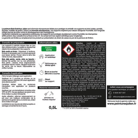 Peinture microporeuse 0,5 L Extérieur Bois Satin - Blanc