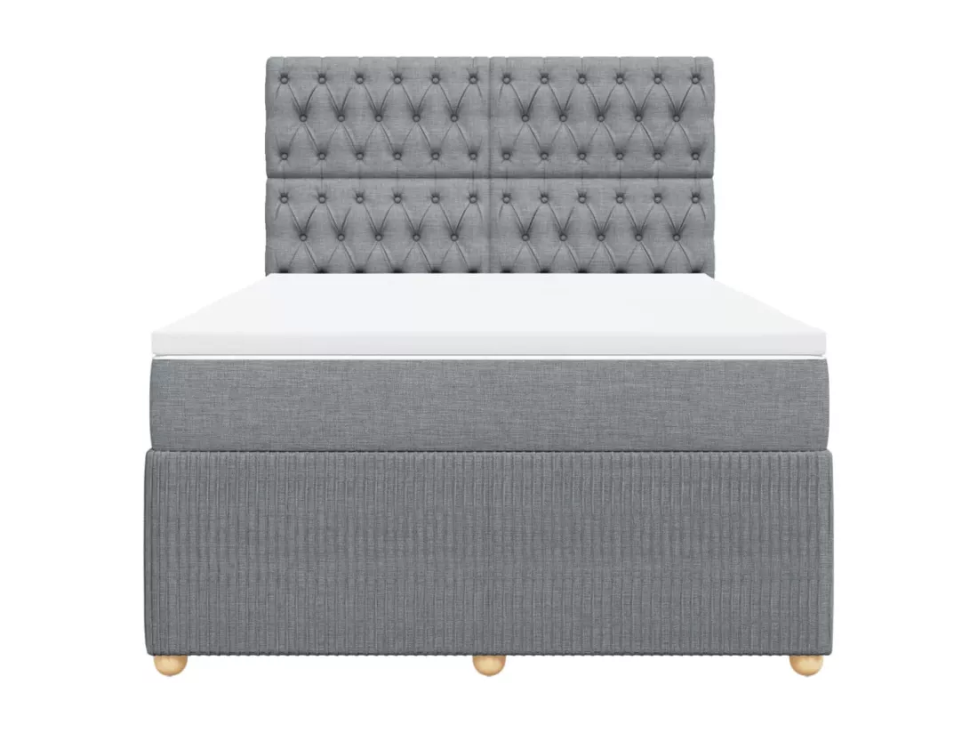 Sommier à lattes de lit avec matelas Gris clair 140x190cm Tissu