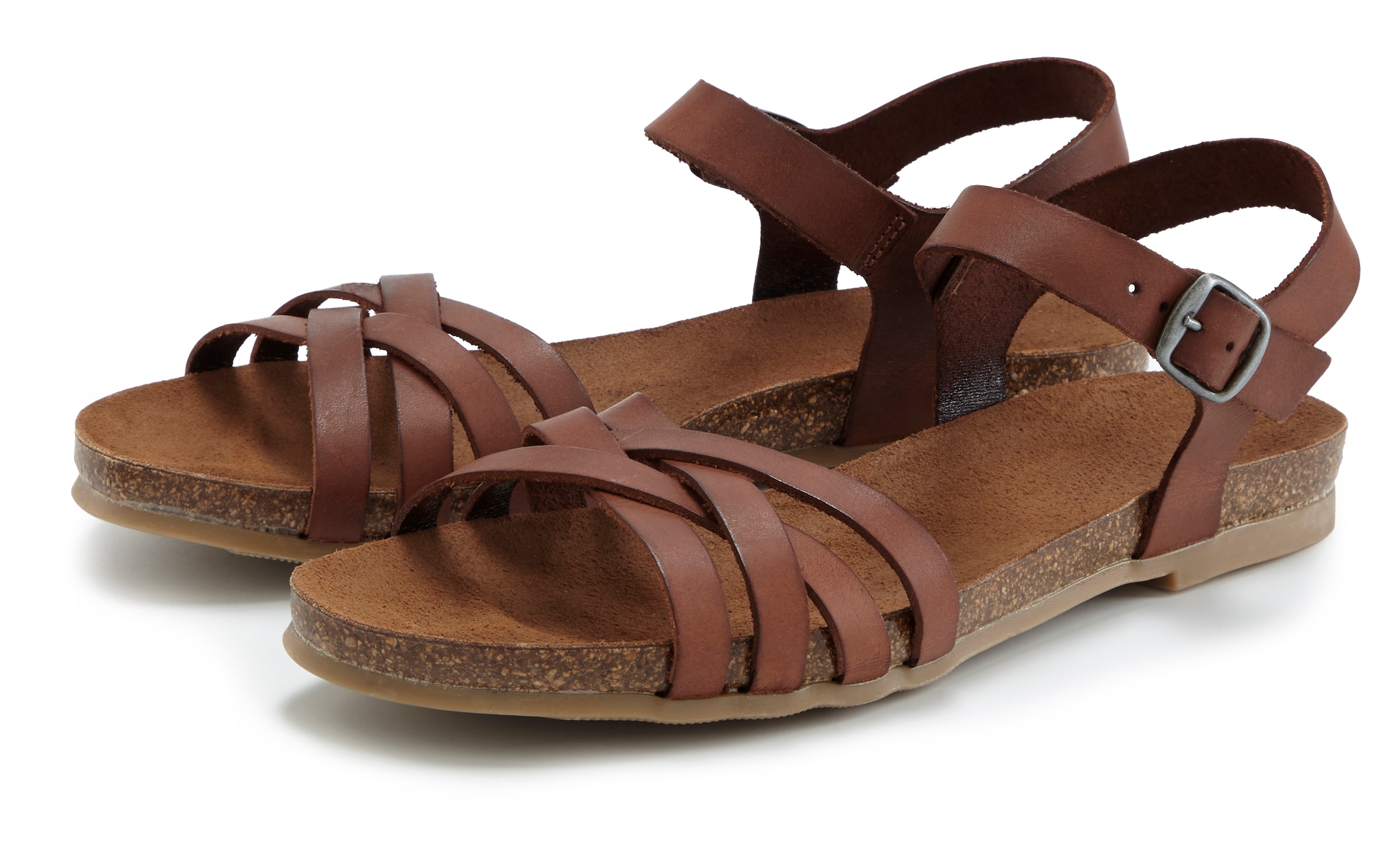 LASCANA Sandale »Sandalette, Sommerschuh«  aus Leder mit komfortablem Korkfussbett