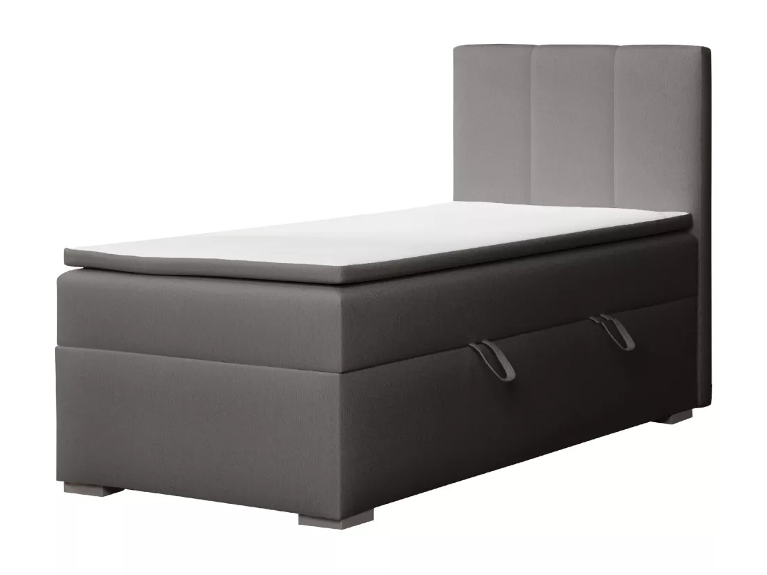 LIT SIMPLE avec tiroir de rangement et surmatelas, côté droit Monaco Mini 100x200 cm, Soft 29 (Gris)