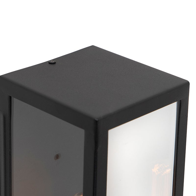 Moderne rechthoekige buitenwandlamp, zwart met glas - Rotterdam Long