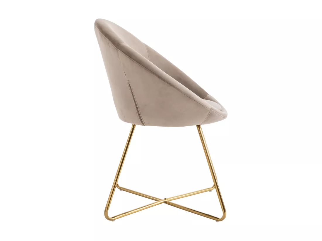 Chaise en velours et métal doré - Beige - BURBAN