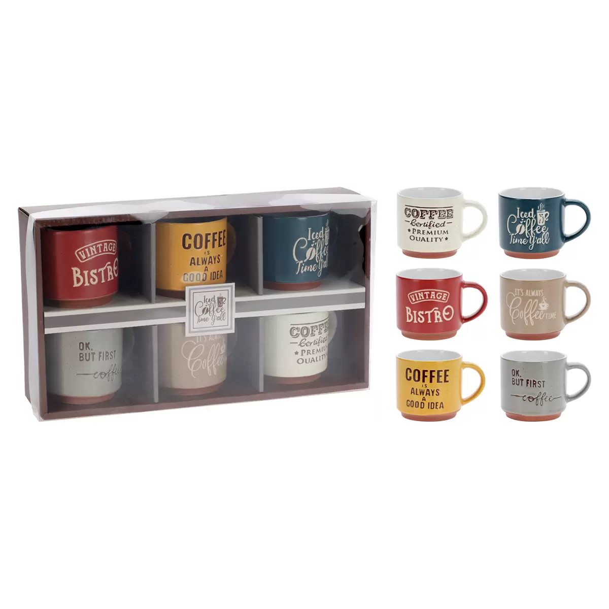 Kaffee-Becher Bresi dunkelblau,gelb,hellbraun,hellgrau,rot,weiss