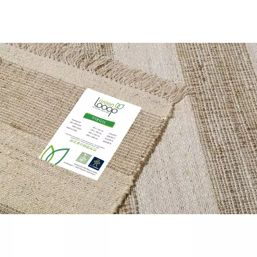 Green Looop Handweb-Teppich Virgil sand, creme