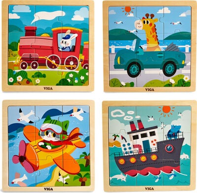 VIGA Puslespill 4-pack Kjøretøy