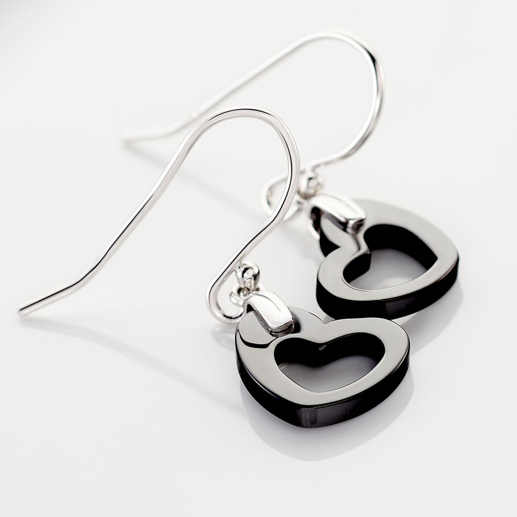 Boucles D'oreilles Pendantes Alena Argent Blanc Céramique Et Oxyde