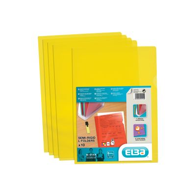 M STAR - 10 Pochettes coin - A4 - pour 25 feuilles - 15/100 - jaune
