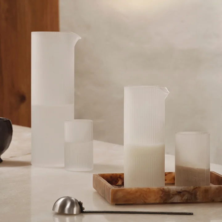 Ferm Living - Ripple Longdrink-Gläser, smoked grey (4er-Set)