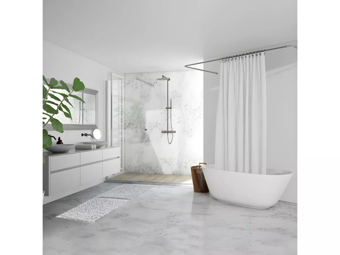 Tapis de salle de bain 40 x 60 cm en coton chenille blanc - NAPOLEON