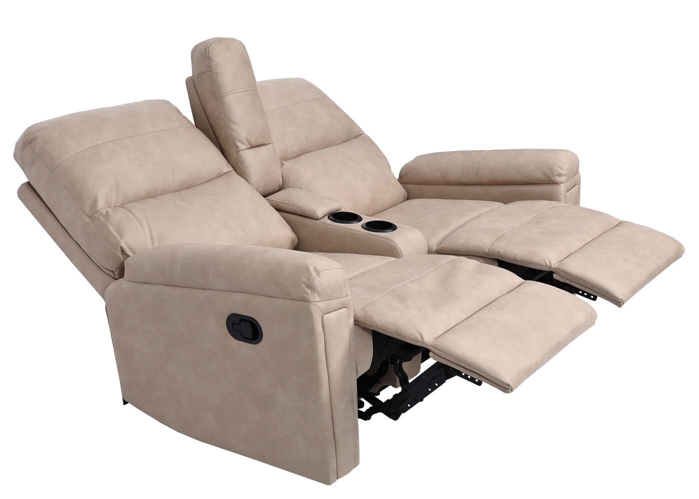 2er Kinosessel MCW-K17, Relaxsessel Fernsehsessel Sofa, Nosagfederung Getränkehalter Fach ~ Stoff/Textil beige