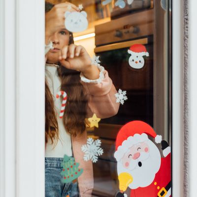 Set de 70 autocollants électrostatiques pour fenêtre santa claus