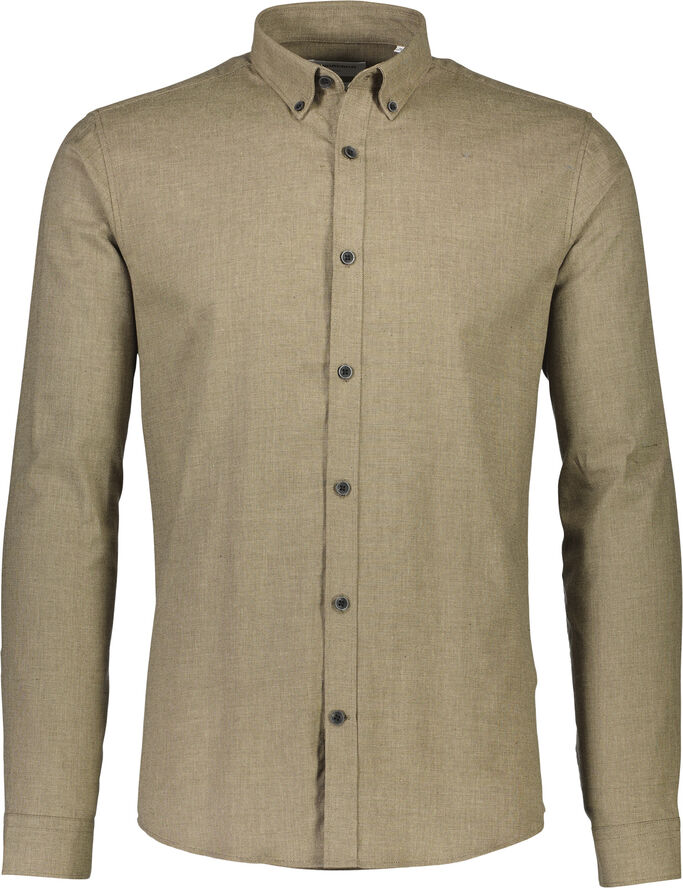 Lindbergh Mouliné stretch shirt L/S Deep sand