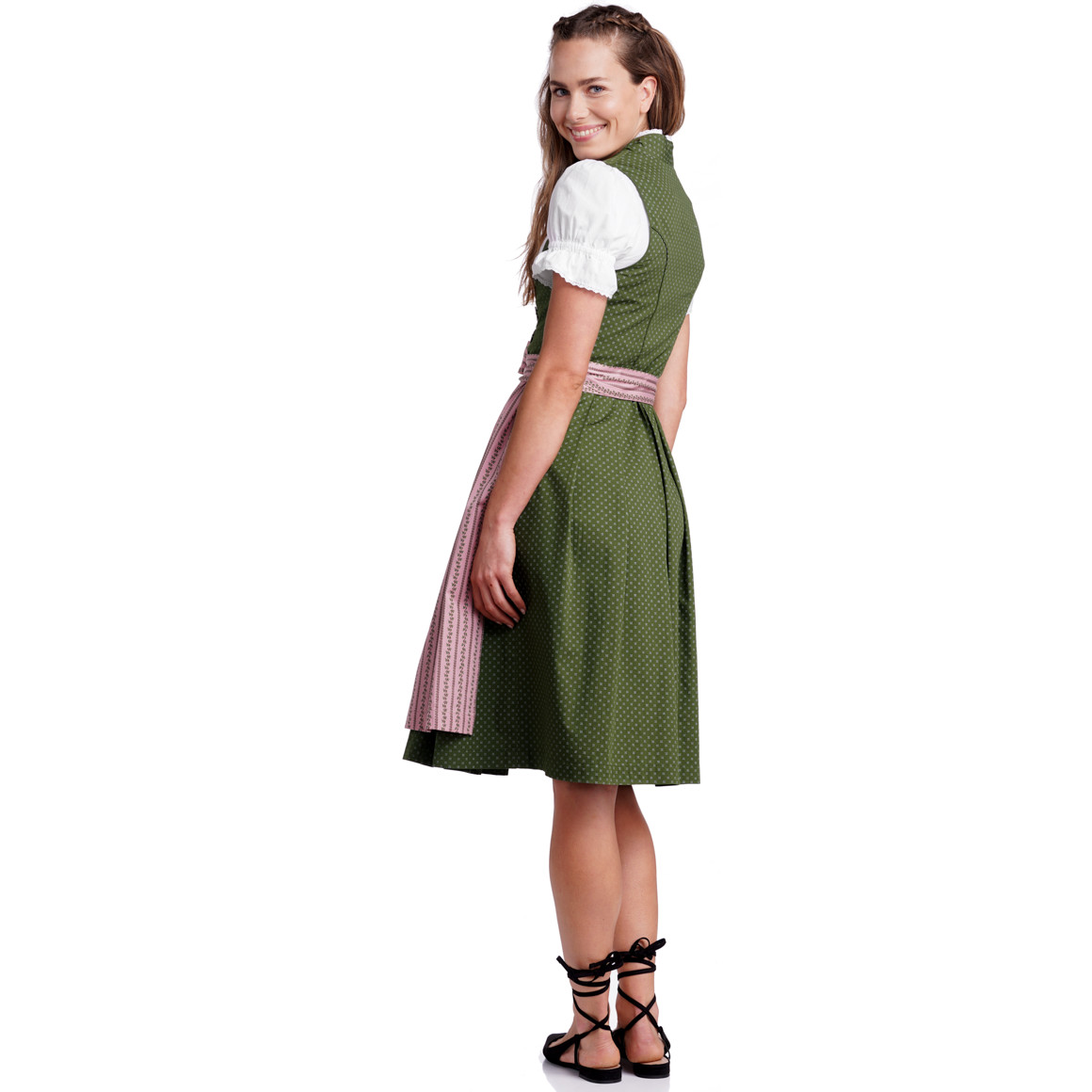 Gina Benotti Damen Dirndl mit floralem Muster dunkelgrün / rosa