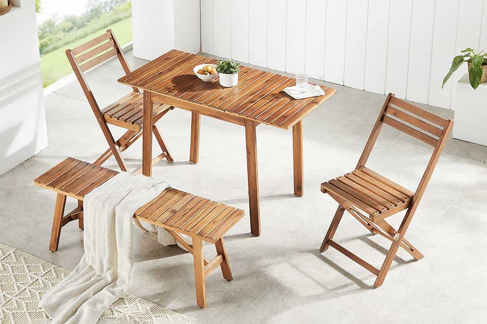 Outdoor Balkontisch BALI 110cm natur honey Akazienholz ausklappbar wetterfest