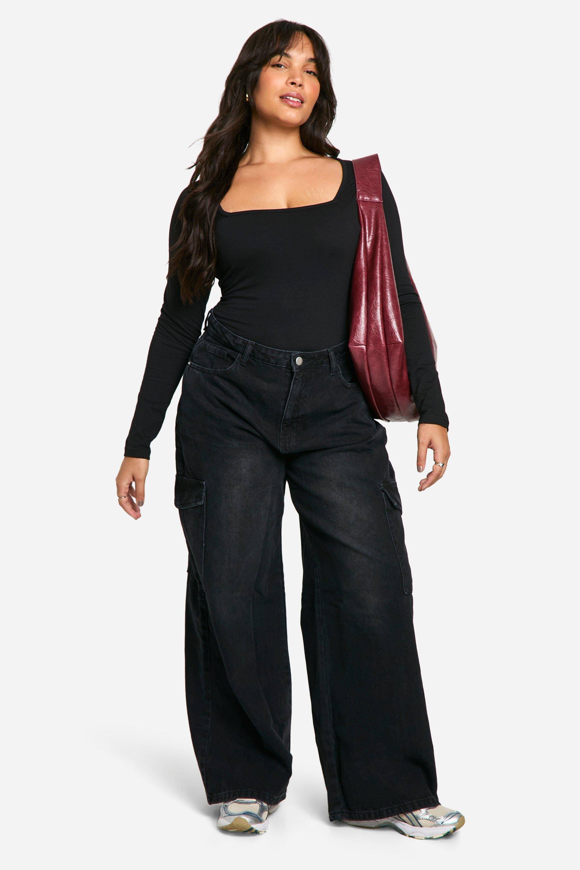 boohoo Grande taille - Body à col carré et manches longues