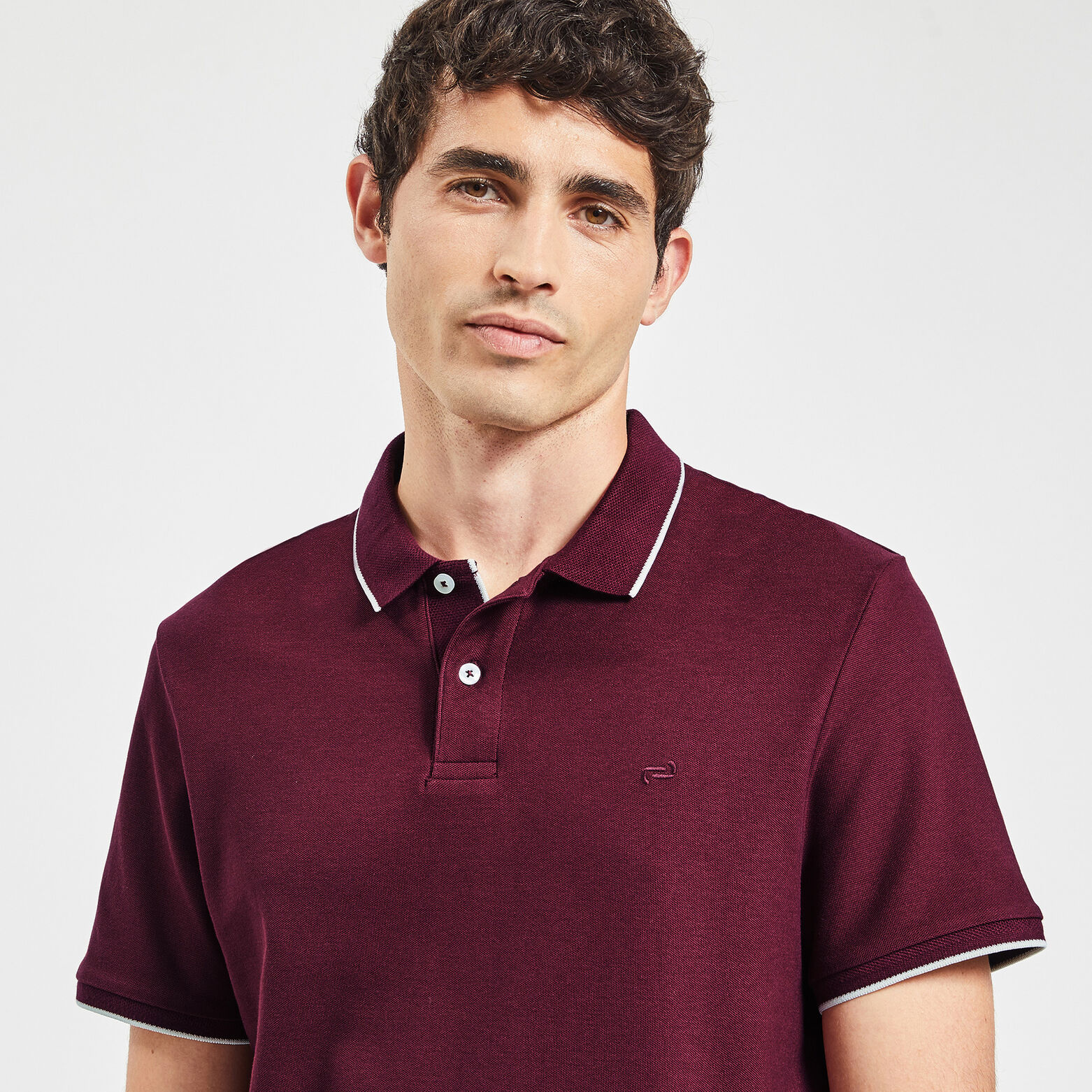 Polo manches courtes uni coton piqué Bordeaux