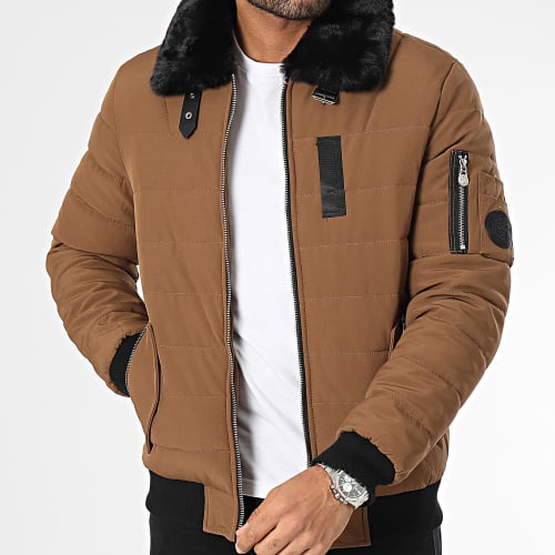 Veste Bomber Col Fourrure Camel
