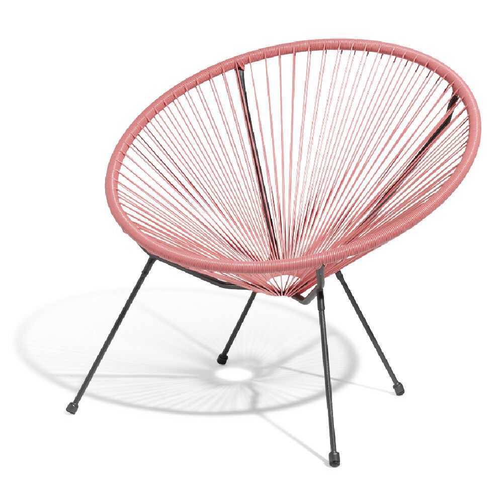 Fauteuil de jardin métal et fil de résine Urban noir rose