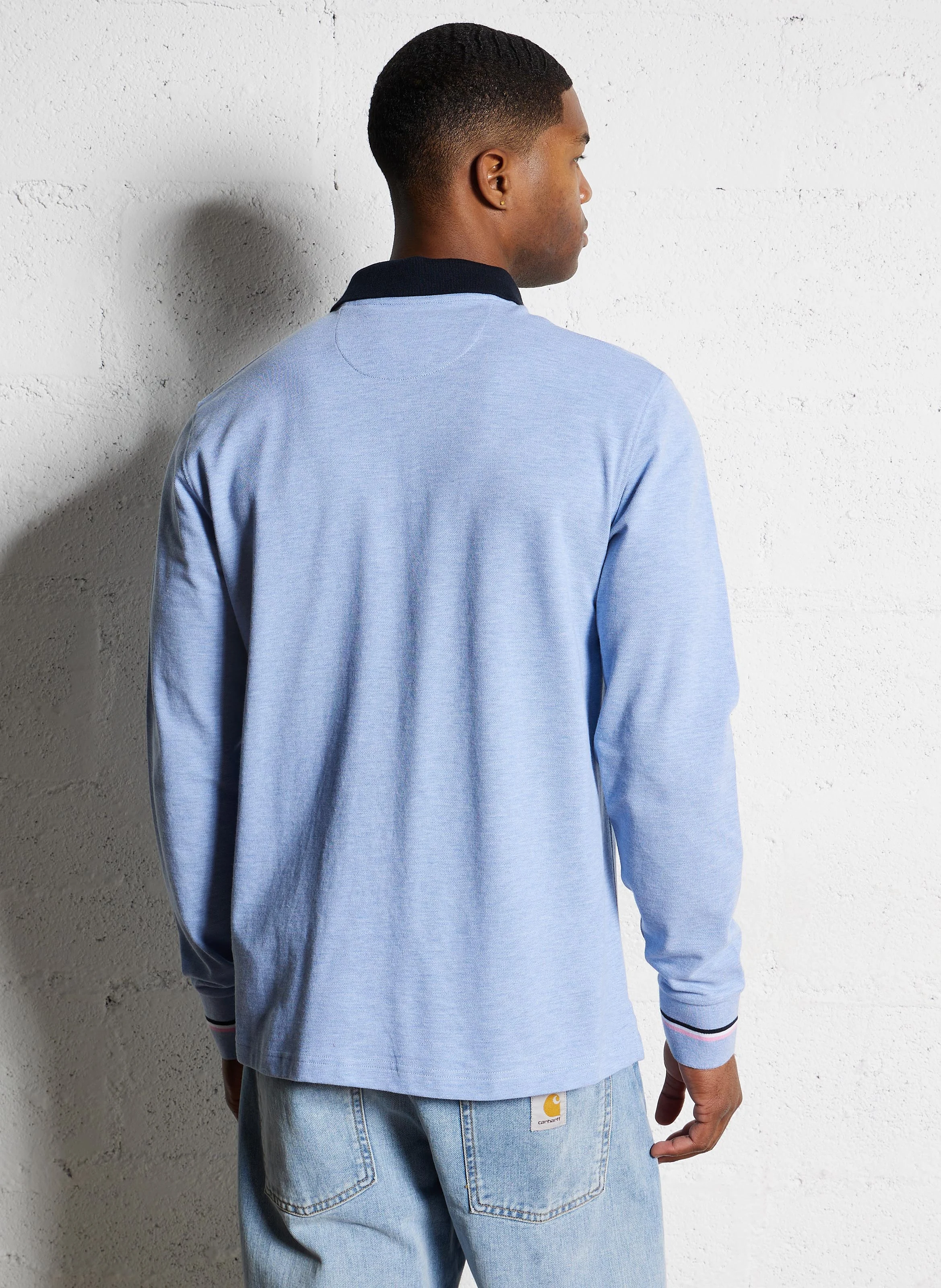 Polo manches longues| Bleu
