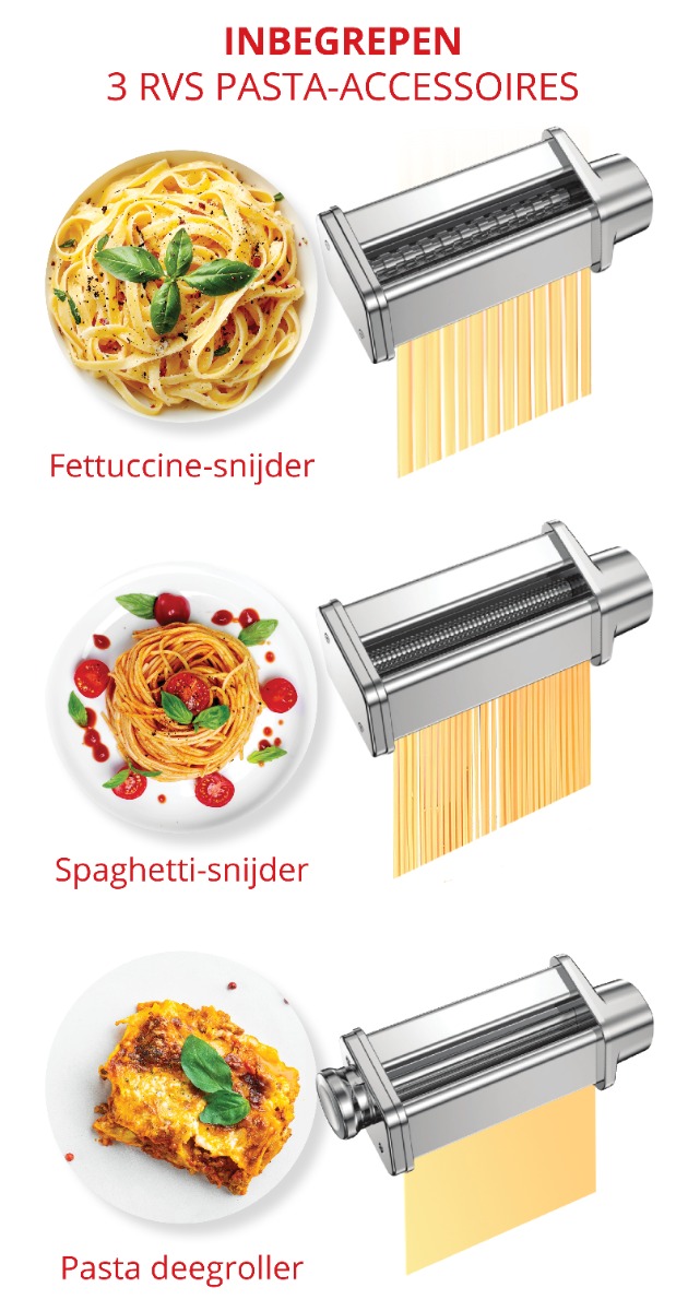 Friac KM5140RD 10 in 1 keukenrobot 5.5L 1400W + pastaset