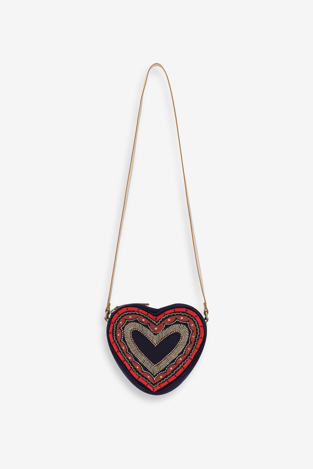 Donkerblauwe tas met hart embroidery