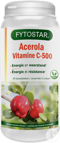 Fytostar Acerola C-500 Vitamine C 60 Comprimés À Croquer