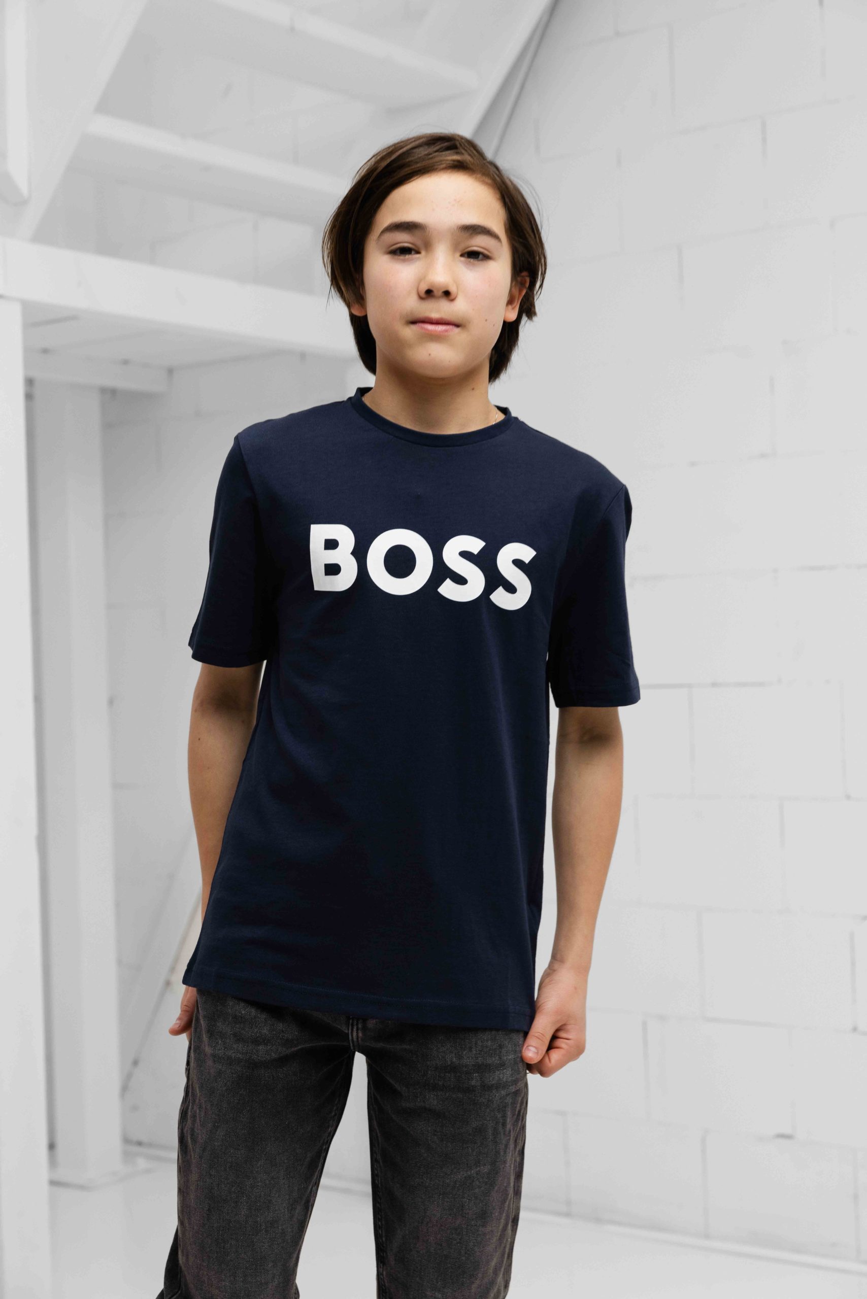 Hugo Boss Logo T-Shirt Kids Donkerblauw