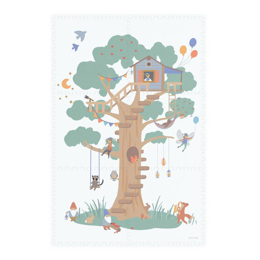 EEVAA 3-in-1 omkeerbare puzzel speelmat, speelhuis en opbergdoos Treehouse (120x180cm - 6 tegels)