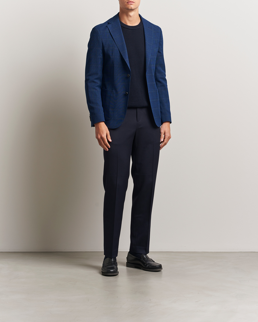 BOSS BLACK Hanry Wool Checked Blazer Dark Blue