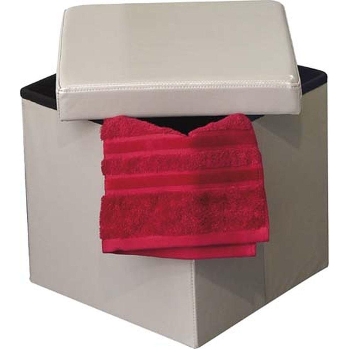 POUF DE RANGEMENT PLIABLE PU MDF UNI TAUPE