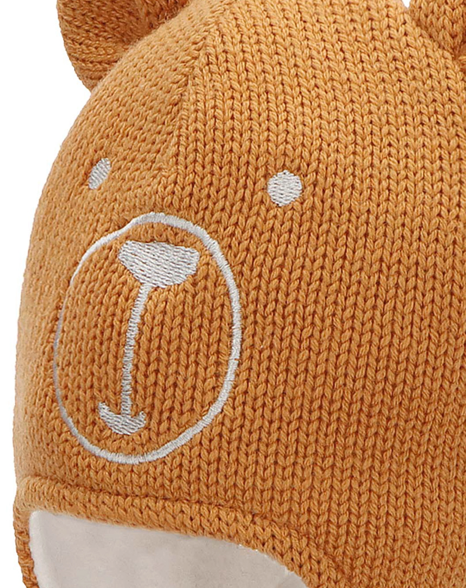 Wintermütze BÄR mit Innenfleece zum Binden in rost
