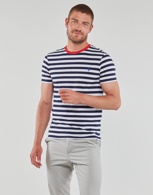 Polo Ralph Lauren - T-SHIRT AJUSTE EN COTON MARINIERE Marino / Blanco / Rojo