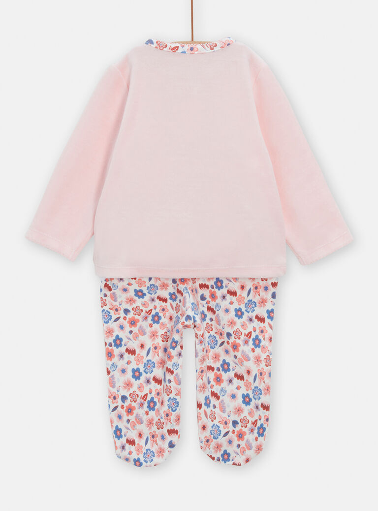 Pyjama rose en velours fantaisie pour bébé fille