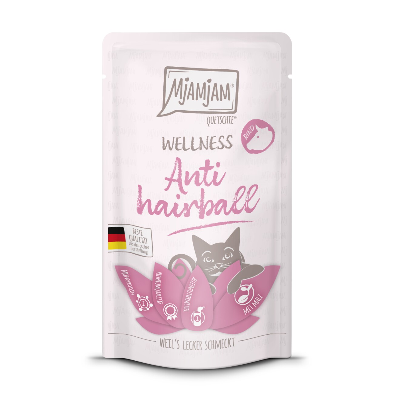 MjAMjAM Nassfutter Katze Wellness - Anti Hairball 12 x 125 g Rind