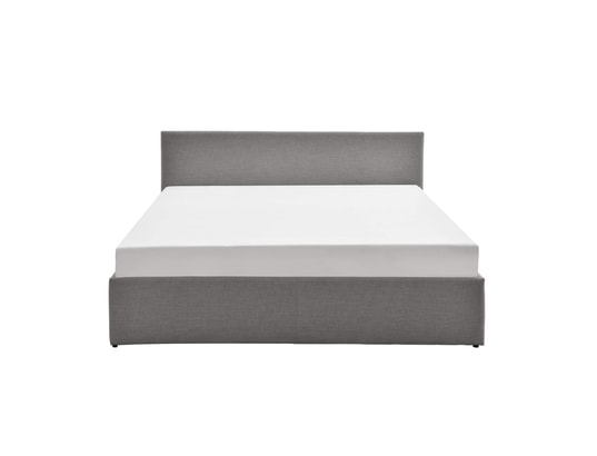 TERRE DE NUIT - Lit coffre avec tête de lit + sommier gris clair