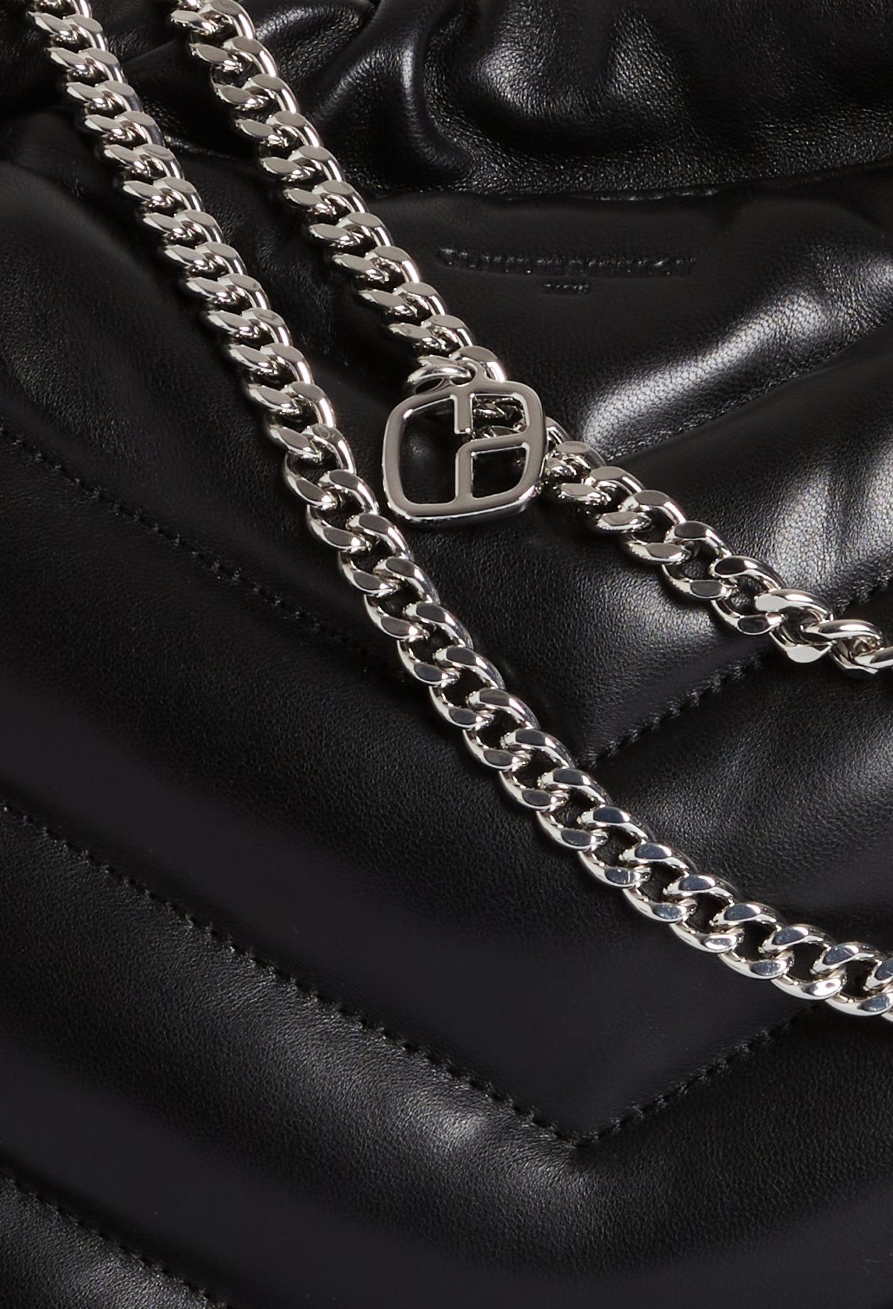 Grand sac Pochon cuir matelasse noir