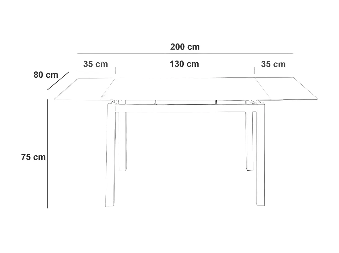 Baud Table extensible (130/200 x 80 cm) en verre trempé marron