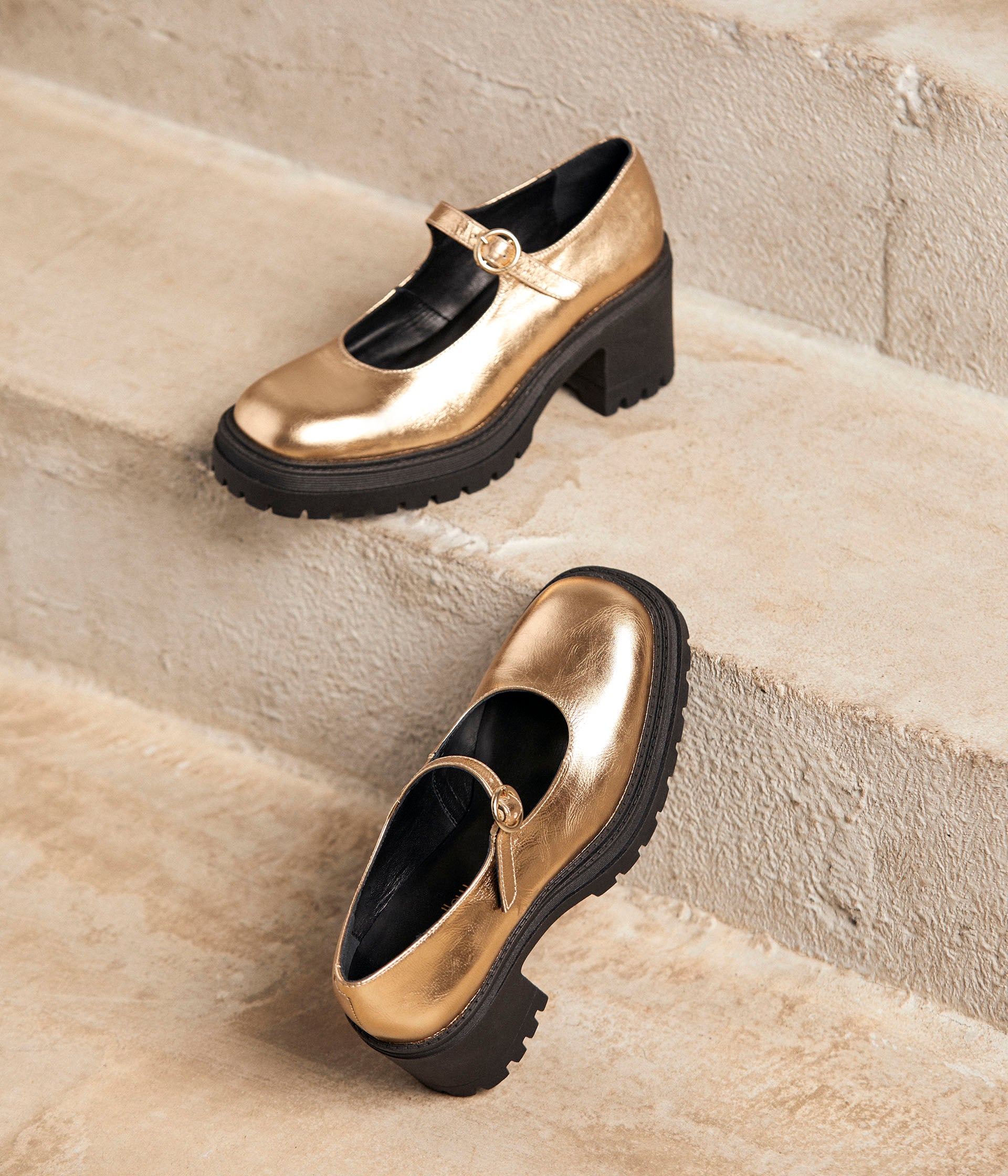 Babies cuir doré Anae