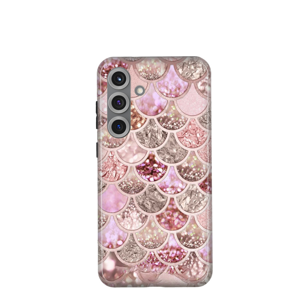 Samsung Galaxy S25 Plus Hybrid (Kunststoff / Gummi) Hülle Glitzerschuppen - Rosegold