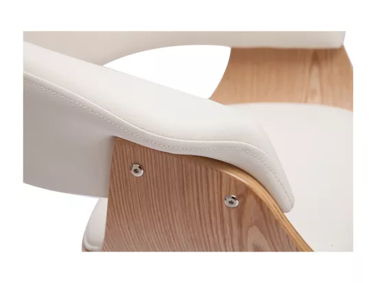 Tabouret de bar design pivotant blanc et bois clair H67 cm OKTAV
