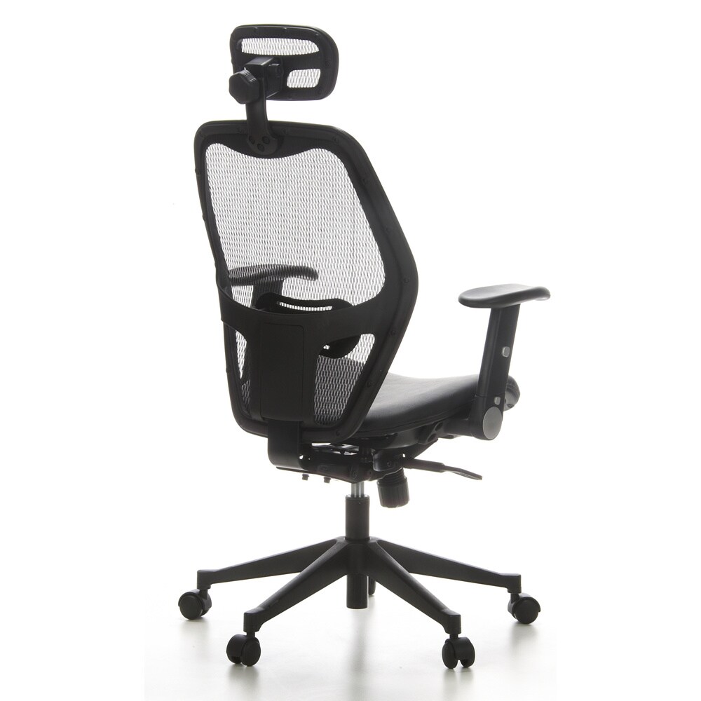 Profi Bürostuhl AIR-PORT Netzstoff/Leder mit abklappbaren Armlehnen hjh OFFICE