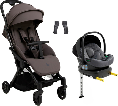 Beemoo Easy Fly Lux 4 Trille Inkl. Route i-Size Babybilstol & Base, Gull Grey/Mineral Grey