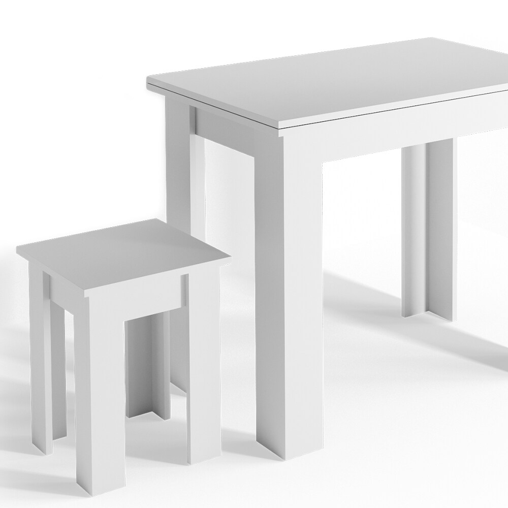 Vicco Eckbankgruppe Küchentisch Roman weiß Esstisch 120x90cm Hocker Essgruppe Esszimmertisch
