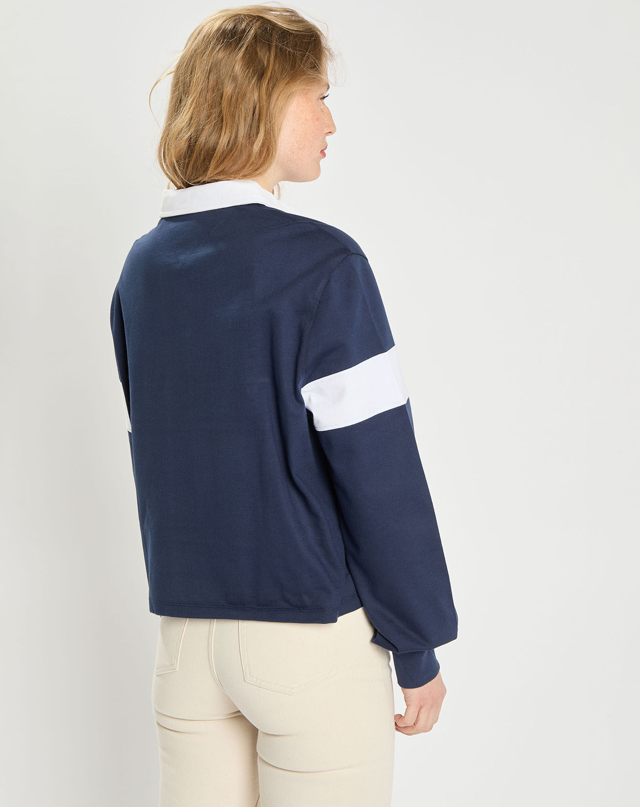 Tommy Jeans Polo Regular Crop Tiny Tommy bleu/blanc